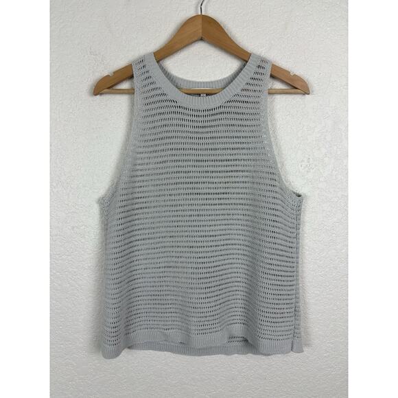 Madewell Camila Open‎ Knit Women’s Top Size Large Gray Minimalist Coastal Beachy - Picture 1 of 6
